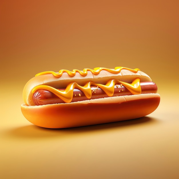Vista del hot dog grafico 3d
