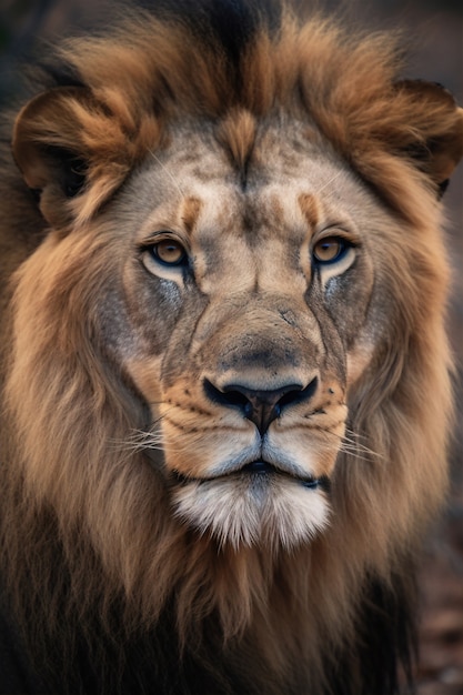 Vista del leone allo stato brado