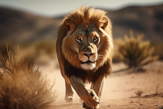 Vista del leone selvaggio in natura