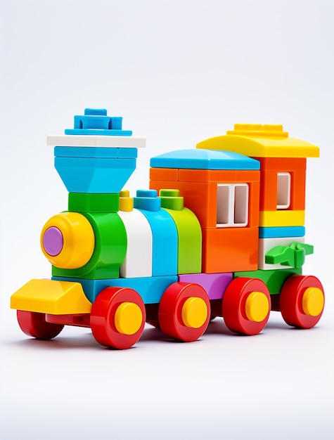 Vista del modello di treno simile a un giocattolo 3d