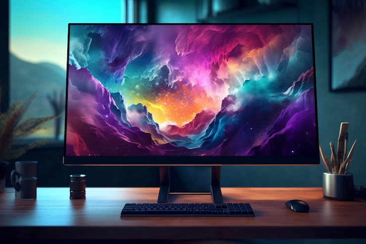 Foto gratuito vista del monitor di visualizzazione video del computer