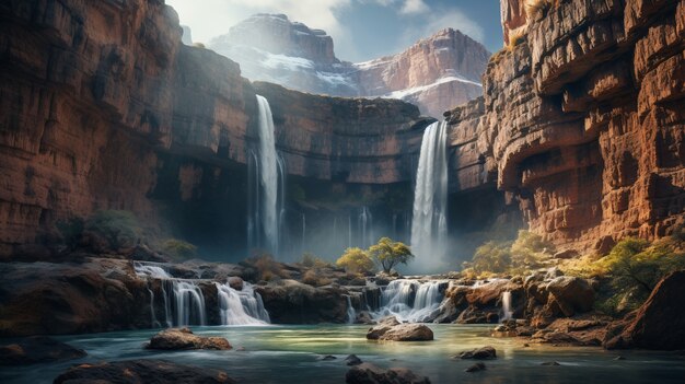 Vista del paesaggio naturale della cascata