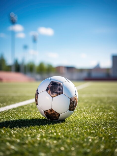 Vista del pallone da calcio sul campo