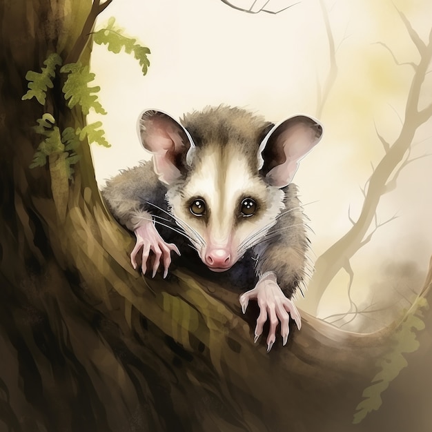 Vista del personaggio dei cartoni animati dell'opossum