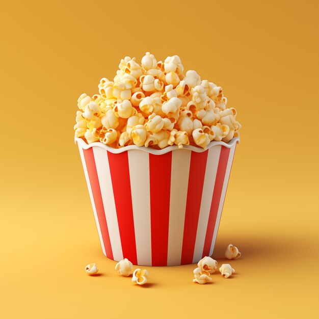 Vista del popcorn del cinema 3D