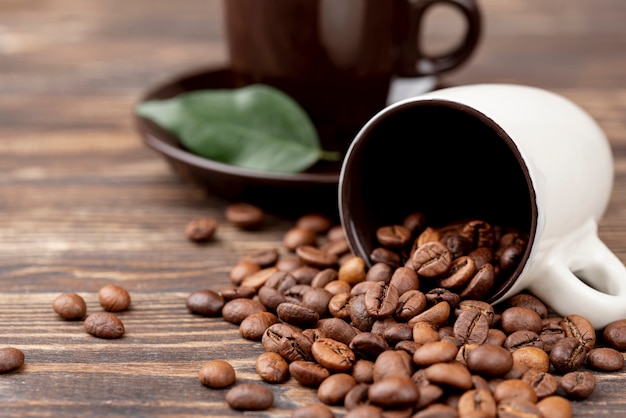 Vista del primo piano del concetto del caffè