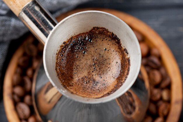 Vista del primo piano del concetto del caffè