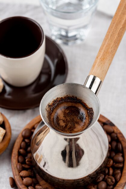 Vista del primo piano del concetto del caffè