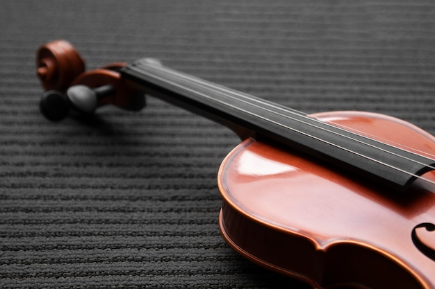 Vista del violino nel negozio di strumenti musicali