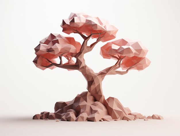 Vista dell'albero a fiori rosa 3d