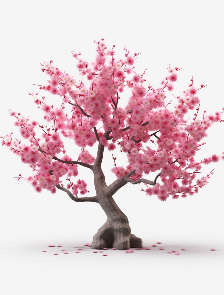 Foto gratuito vista dell'albero a fiori rosa 3d