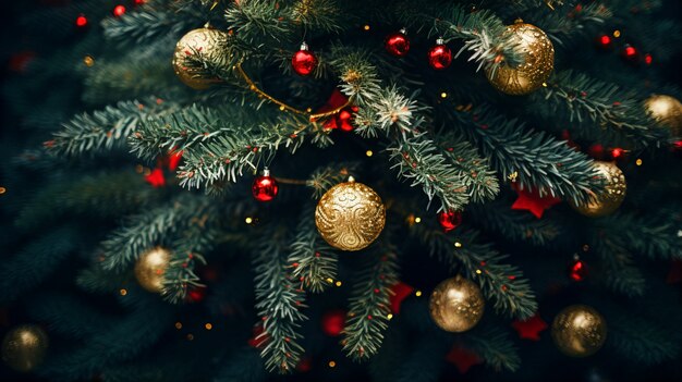 Vista dell'albero di Natale decorato con ornamenti