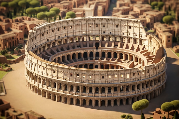 Foto gratuito vista dell'antica arena del colosseo romano