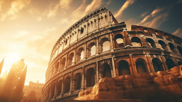 Vista dell'antico Colosseo dell'impero romano