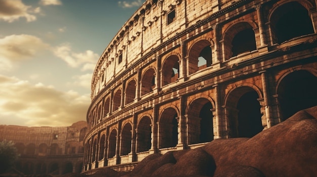 Vista dell'antico Colosseo dell'impero romano