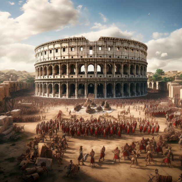 Vista dell'antico Colosseo dell'impero romano