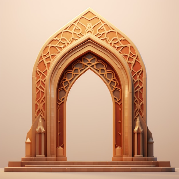 Vista dell'arco 3d con motivo islamico