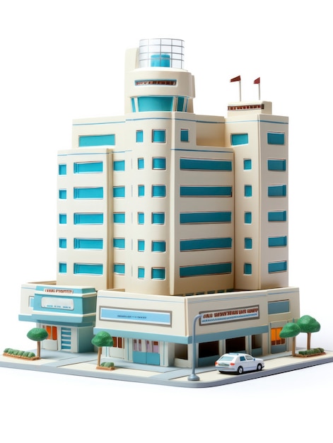 Vista dell'edificio con architettura in stile cartone animato