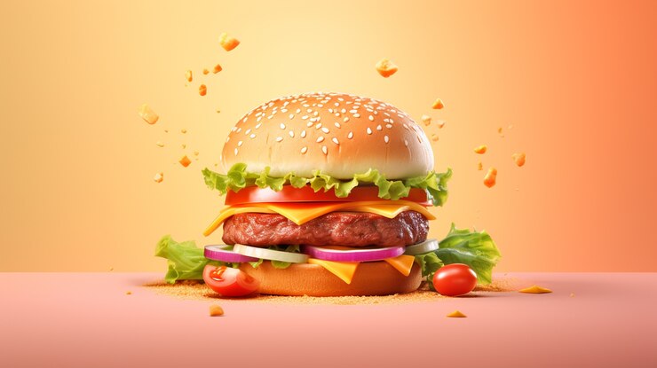 Foto gratuito vista dell'hamburger dall'aspetto delizioso 3d