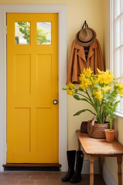 Vista dell'ingresso moderno con la decorazione interna