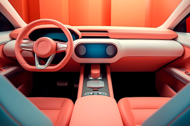Vista dell'interno dell'auto in 3D