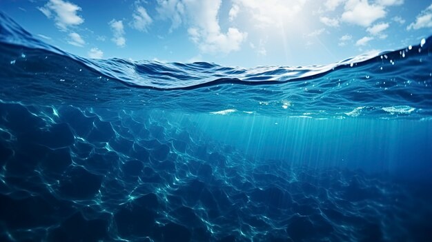 Vista dell'oceano ondulato o dell'acqua di mare