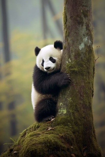 Vista dell'orso panda in natura