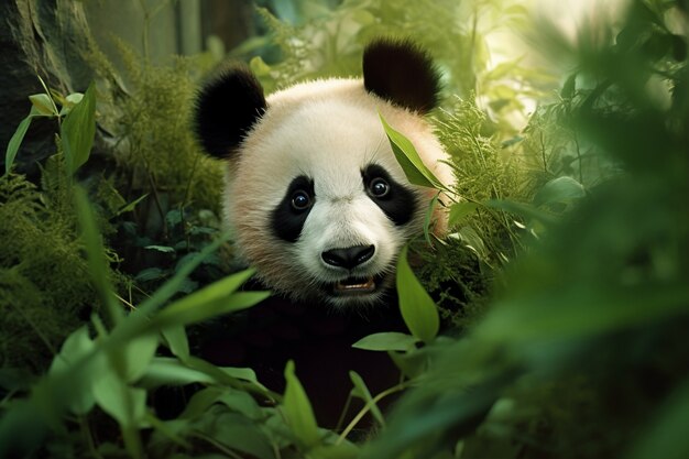 Vista dell'orso panda in natura