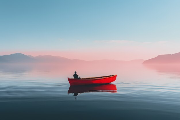 Vista della barca che galleggia sull'acqua