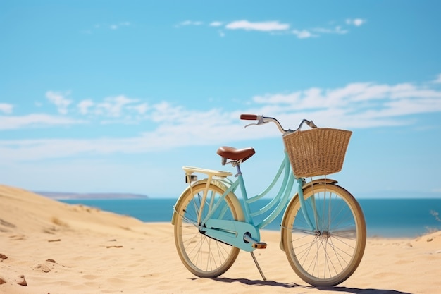 Vista della bicicletta sulla spiaggia