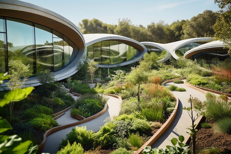 Foto gratuito vista della città con condomini e vegetazione verde