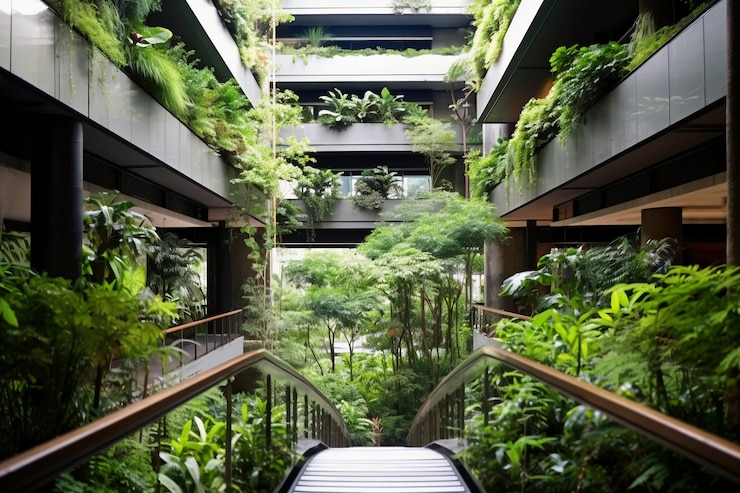 Foto gratuito vista della città con condomini e vegetazione verde