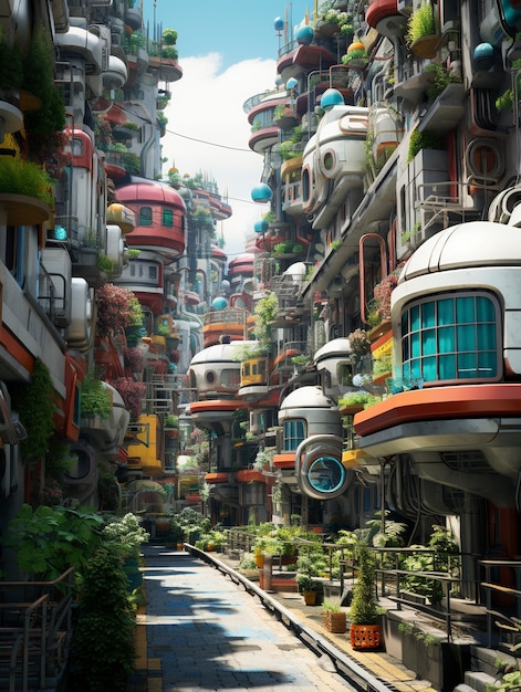 Vista della città urbana futuristica