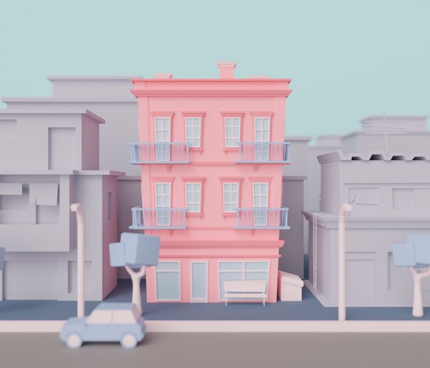 Vista della costruzione di appartamento 3d