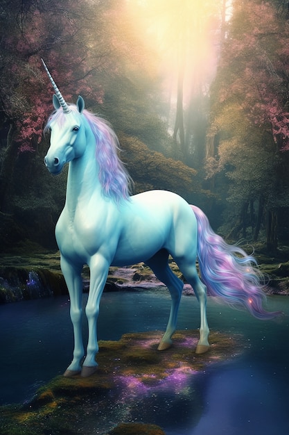 Vista della creatura magica e mitica dell'unicorno