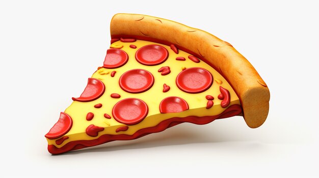 Vista della deliziosa pizza dei cartoni animati in 3D