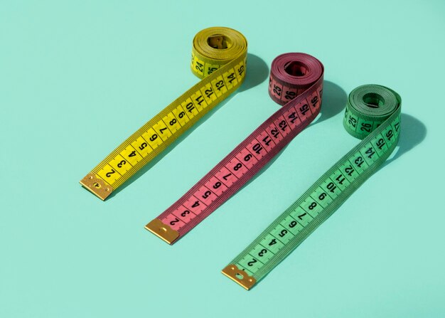 Vista della misurazione del nastro con centimetri come unità di lunghezza