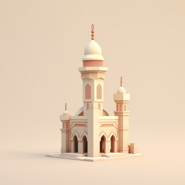 Vista della moschea islamica 3d