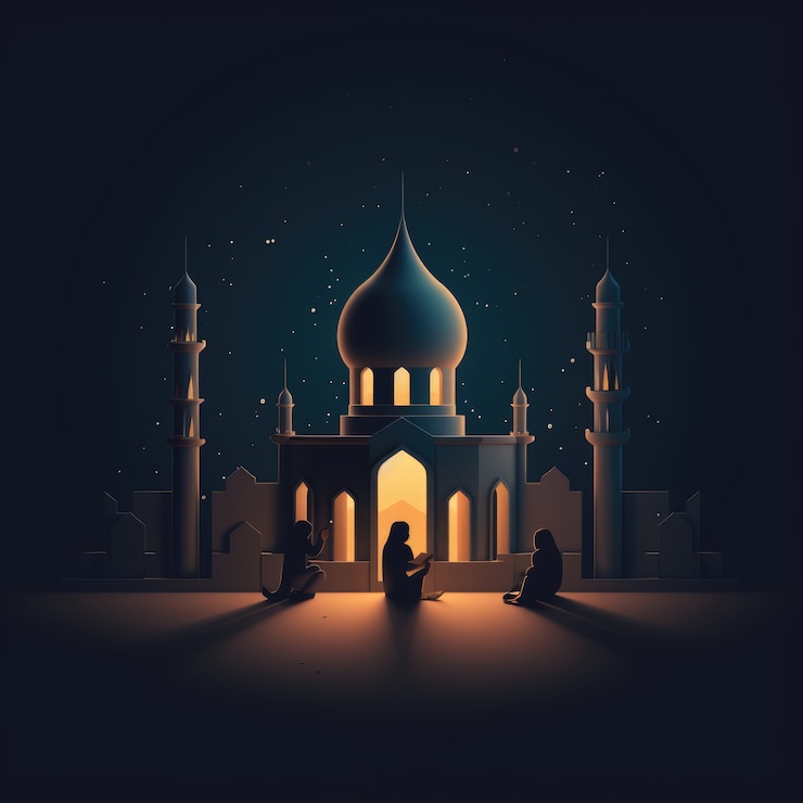 Foto gratuito vista della moschea islamica 3d