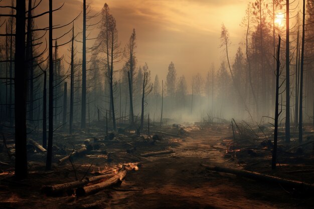 Vista della natura in fiamme