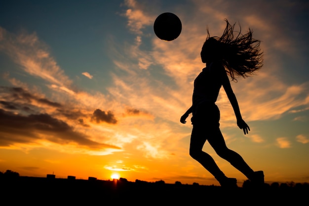 Vista della sagoma del giocatore di calcio durante la partita