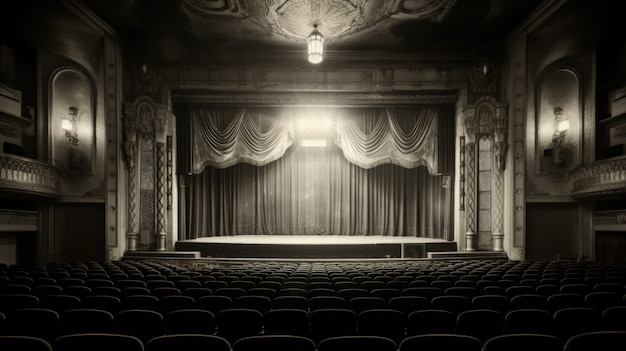 Vista della sala del teatro in bianco e nero