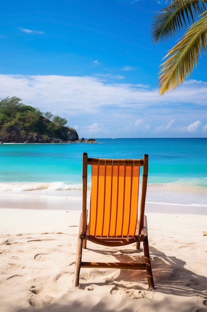 Vista della sedia da spiaggia in estate