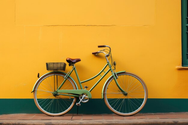 Vista della semplice bicicletta contro il muro