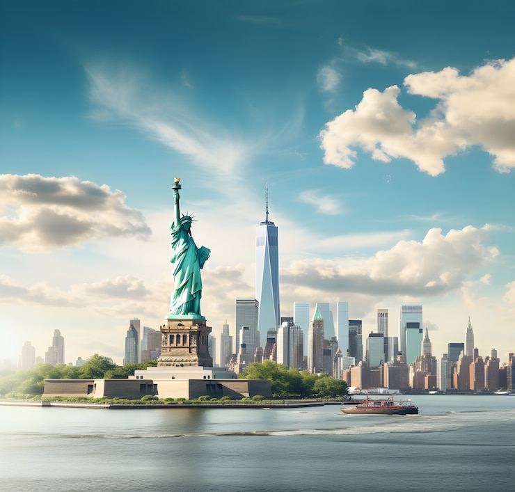 Foto gratuito vista della statua della libertà a new york city