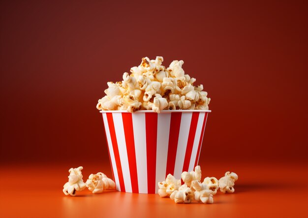 Vista della tazza 3d di popcorn del cinema