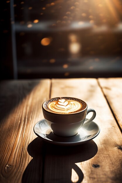 Vista della tazza di caffè con lo spazio della copia