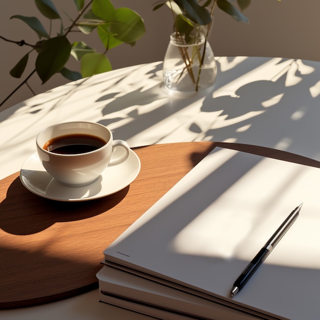 Vista della tazza di caffè fresca