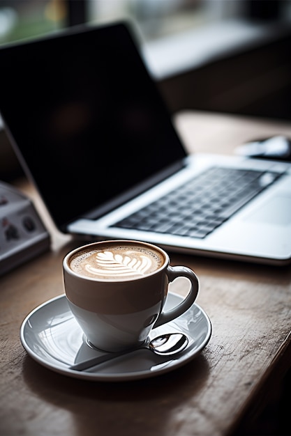 Vista della tazza di caffè fresca