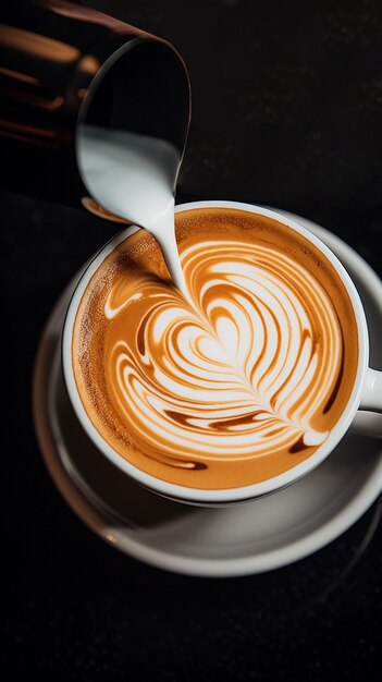 Vista della tazza di caffè fresca